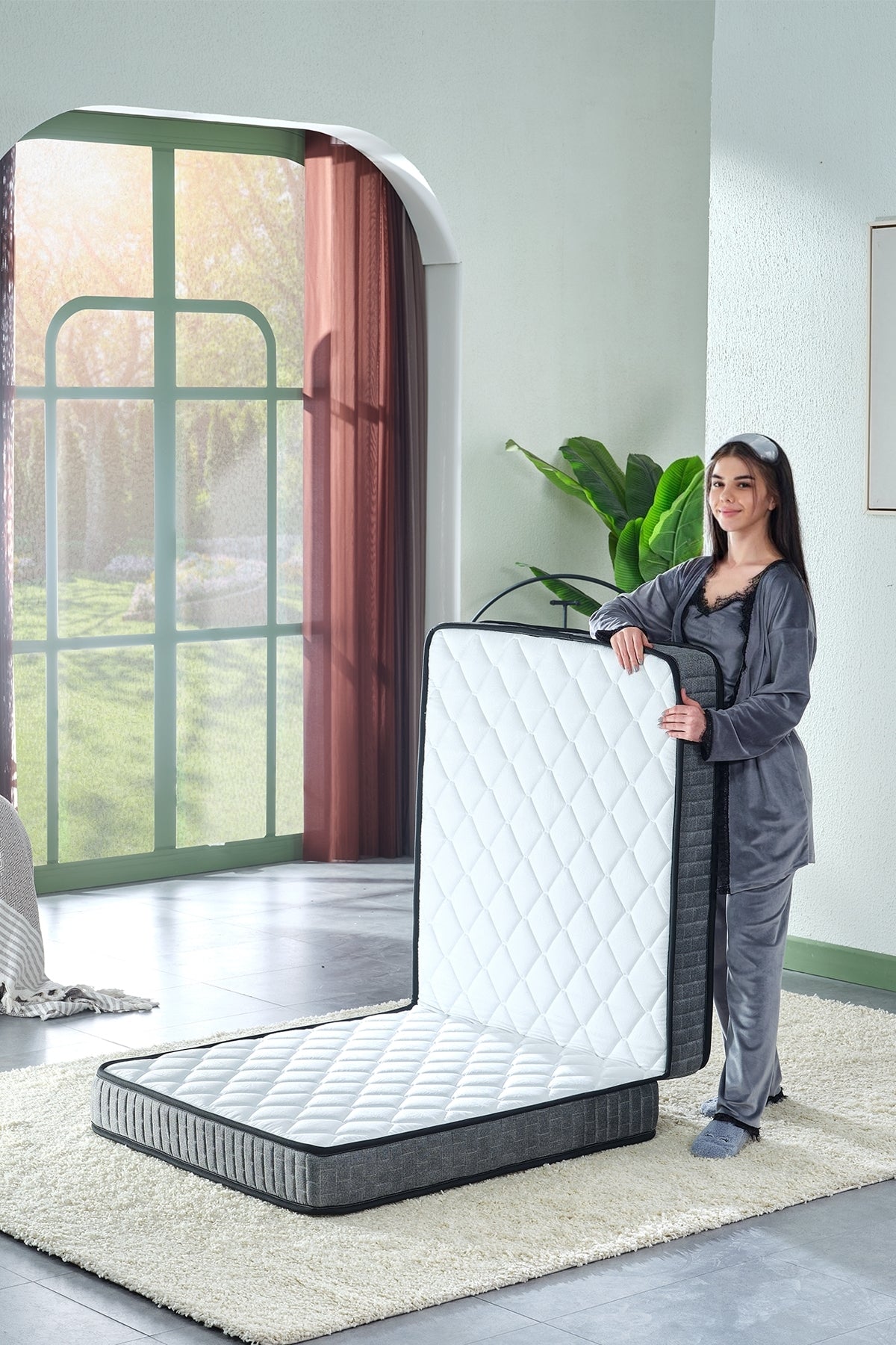 Deluxe Gri Katlanır Yatak